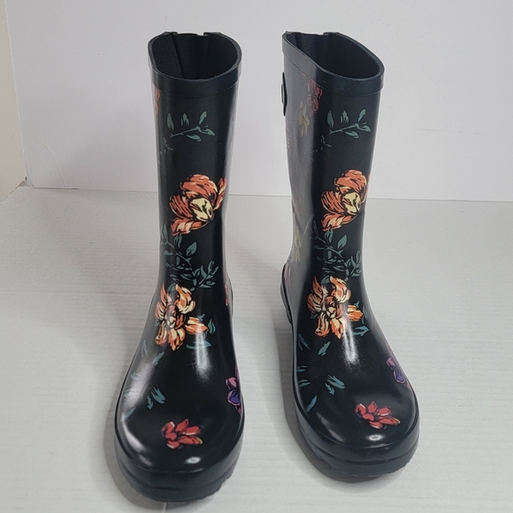 Target Rain Black & Floral Boots Size 9 - Picture 8 of 9